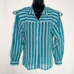 JAEGER London / Vintage Sheer Button Down / Blouse